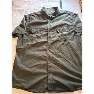 Mens Converse One Star Snap Up Shirt  XL Short Sleeve Pearl Snap Green